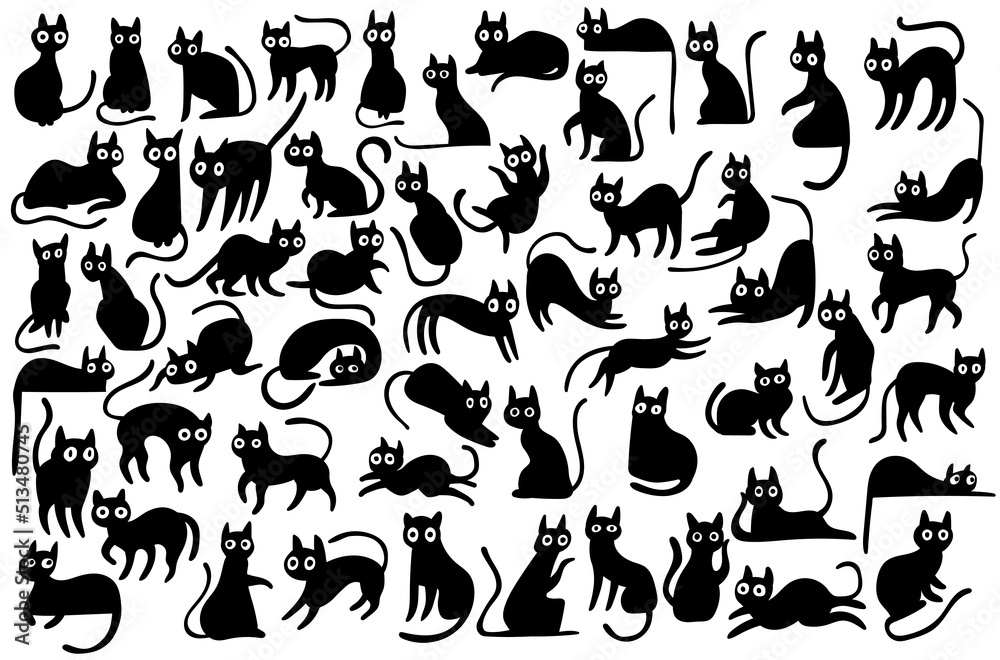 Cats. Vector illustrations. Design template.