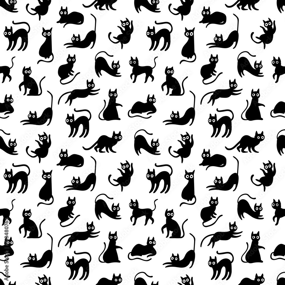 Fototapeta premium Black cats. Vector pattern design. 