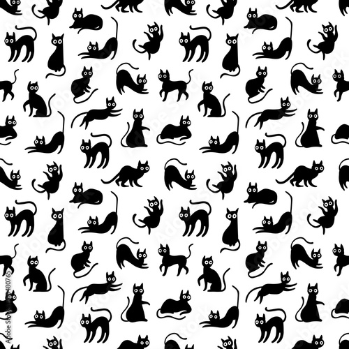 Black cats. Vector pattern design.
