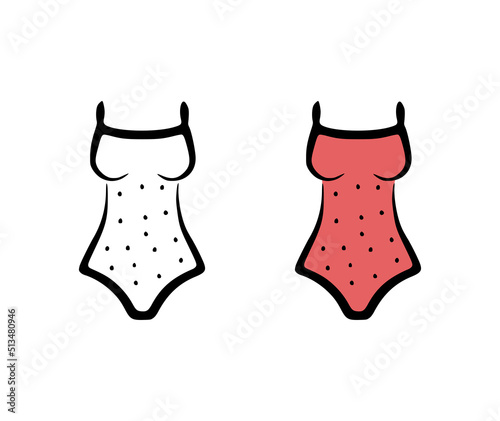 Vector illustration of a women beach swimsuit in hand drawn style on a white background