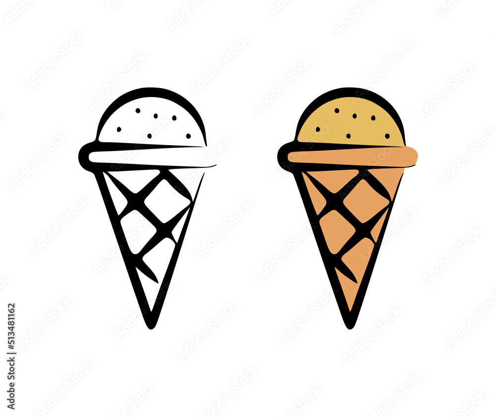Vector illustration of ice cream in a hand drawn style on a white background Vector illustration of ice cream in a hand drawn style on a white background