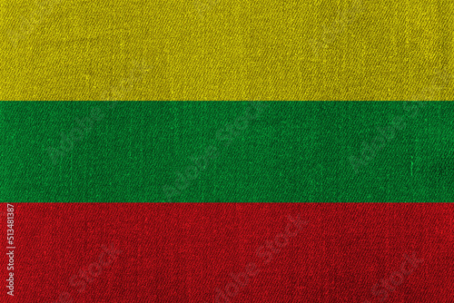 Patriotic classic denim background in colors of national flag. Ghana © Julia