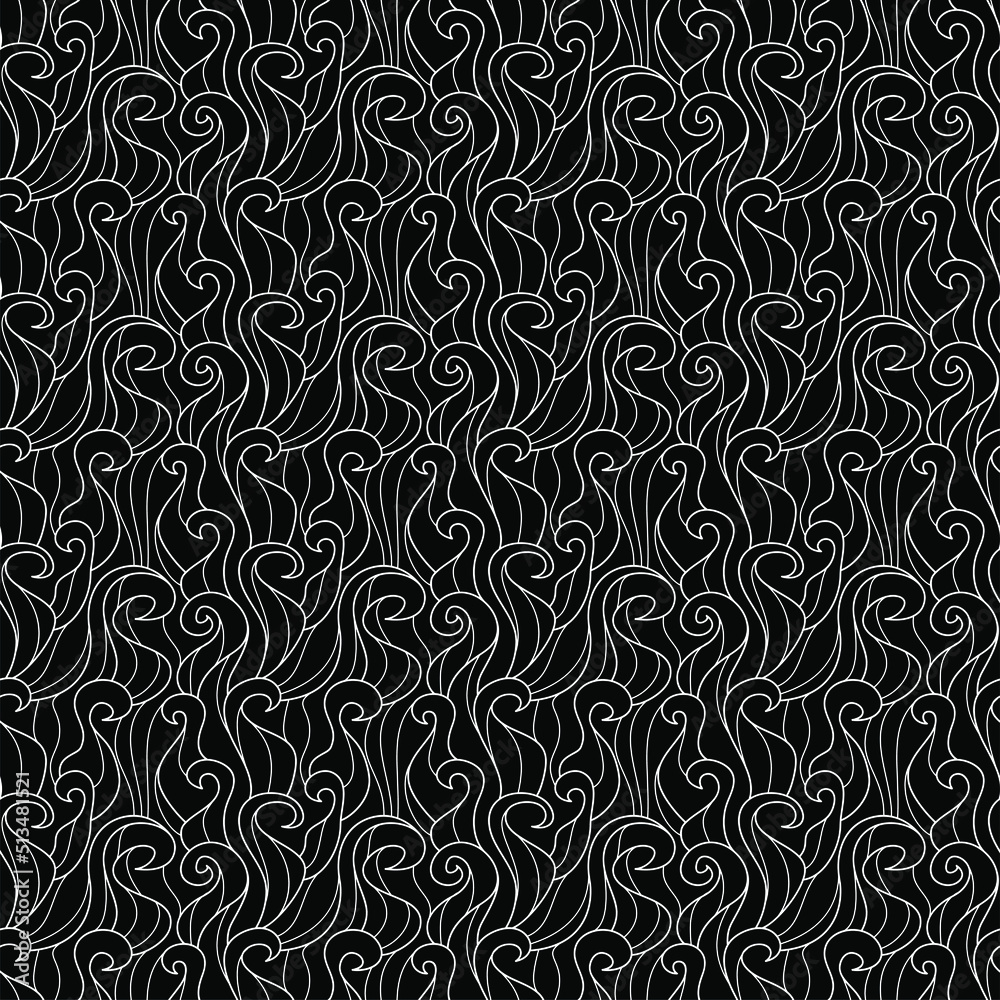 Abstract geometric pattern with Round Bold Curved lines. Stylish texture in Black color. Seamless linear pattern.Seamless geometric ornament based on traditional islamic art.Black color Curved Lines.
