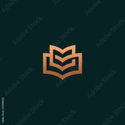 Book logo template. Modern elegant logotype. 
