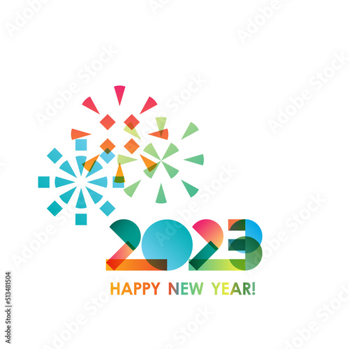 2023 colorful geometric fireworks greeting card design