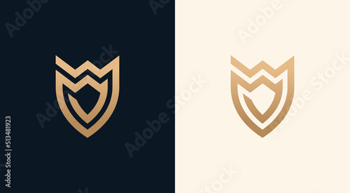 Premium crown and shield logo. Elegant minimal logo design.  Crown + Shield.
