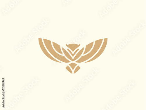 Modern minimal owl illustration. Linear owl logo.
