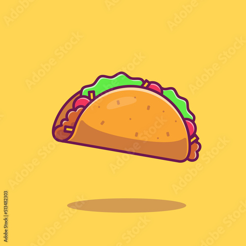 Taco Cartoon Vector Icon Illustration. Fast Food Icon Concept Isolated Premium Vector. Flat Cartoon Style