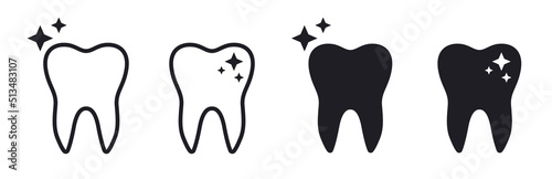 Clean tooth symbols teeth vector icons