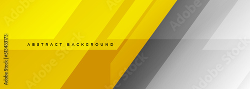 Yellow and gray modern futuristic abstract wide banner with geometric shapes. Gray and yellow technology vector abstract background. Vector illustration