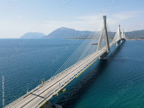 Fototapeta Naklejka Na Ścianę i Meble -  The suspended bridge of Rio near Patras in Greece