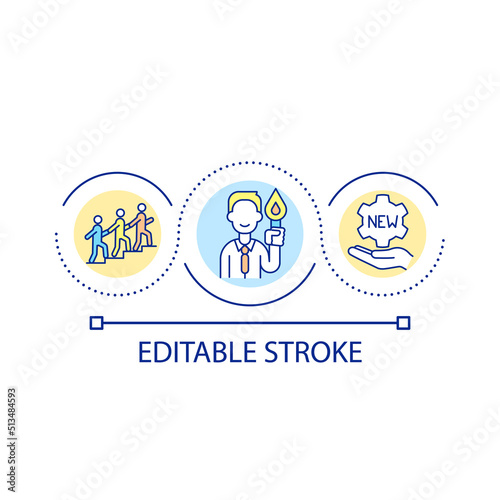 Progressive leader loop concept icon. Motivate and inspire. Accepting new. Admit changes abstract idea thin line illustration. Isolated outline drawing. Editable stroke. Arial font used
