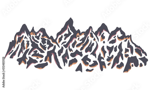 Camo mountain vector print design . Black and white hill illustration t-shirt design. Hand sketch mountain graphic print artwork for apparel, stickers, posters, background and others.