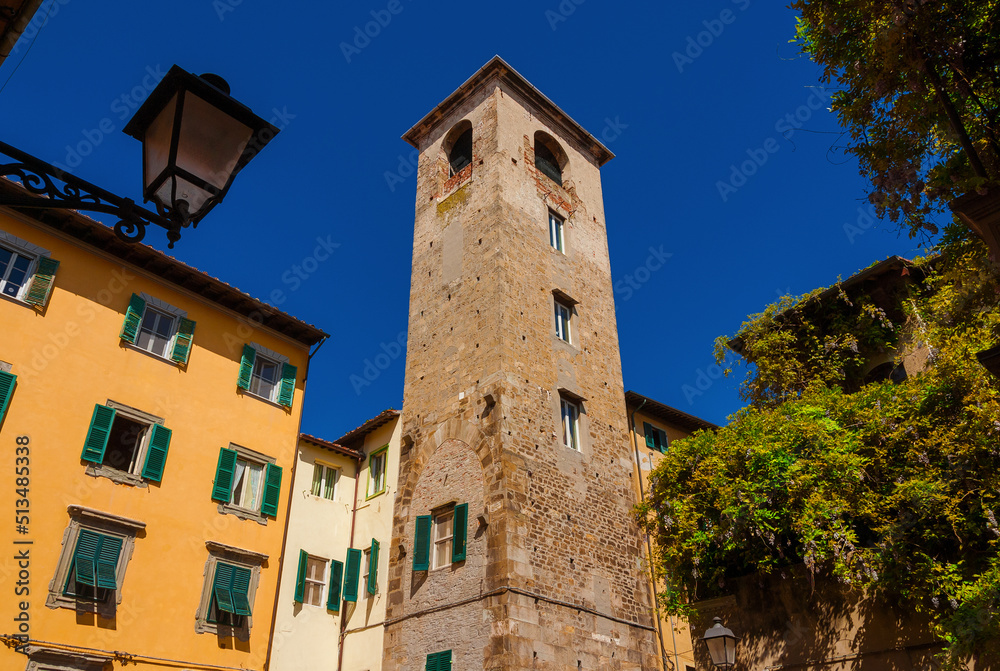 Pisa medieval historical center with ancient bell tower