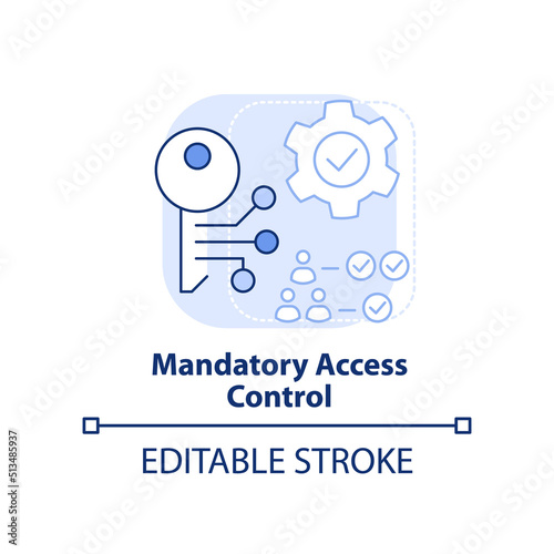 Mandatory access control light blue concept icon. Security management abstract idea thin line illustration. Permissions. Isolated outline drawing. Editable stroke. Arial, Myriad Pro-Bold fonts used