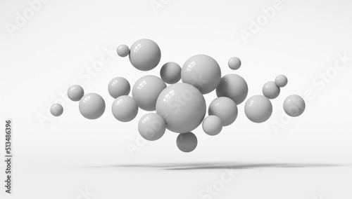 Fototapeta Naklejka Na Ścianę i Meble -  Flying spheres on a white background. 3d rendering. Illustration for advertising.