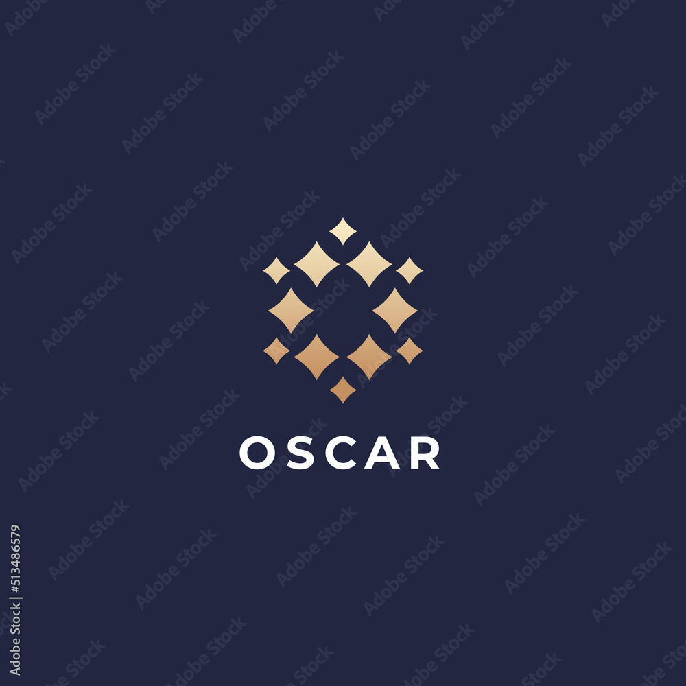 Fototapeta premium Letter O + Stars logo template.