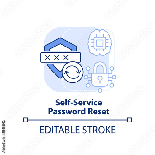 Self-service password reset light blue concept icon. Management abstract idea thin line illustration. Recovery software. Isolated outline drawing. Editable stroke. Arial, Myriad Pro-Bold fonts used