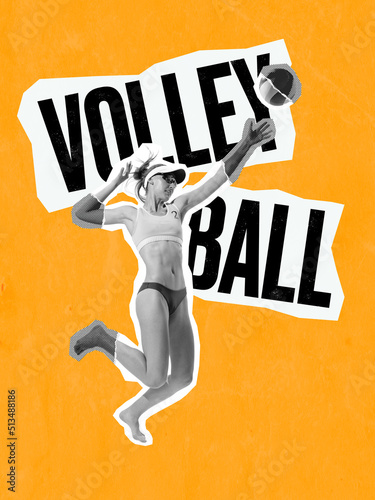 Beach volleyball. Sportive young woman  volleyball player training with ball isolated on orange color background. Sport  healthy lifestyle  team  summer  fitness concept