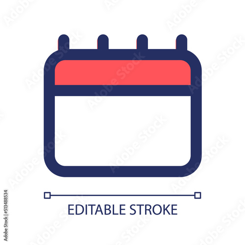 Delivery date RGB color ui icon. Calendar and schedule. Organization and planning. Simple line element. GUI, UX design for mobile app. Vector isolated pictogram. Editable stroke. Arial font used