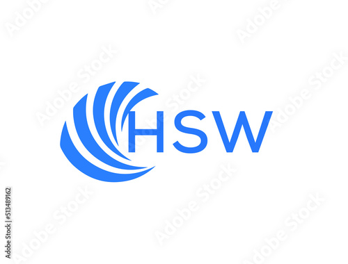 HSW Flat accounting logo design on white background. HSW creative initials Growth graph letter logo concept. HSW business finance logo design. 