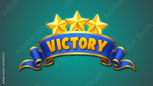 Victory screen with golden stars vector. cartoon achievement game screen. For game, user interface, banner, application, game development. Objects on a separate layer.