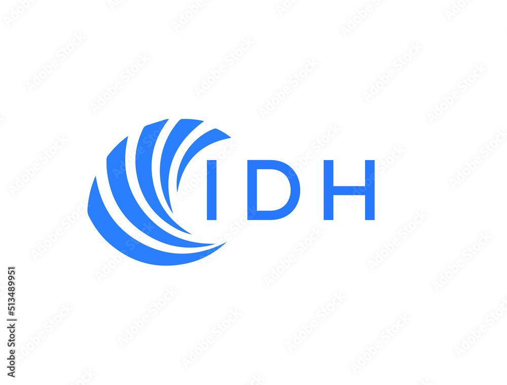 IDH Flat accounting logo design on white background. IDH creative initials Growth graph letter logo concept. IDH business finance logo design.
