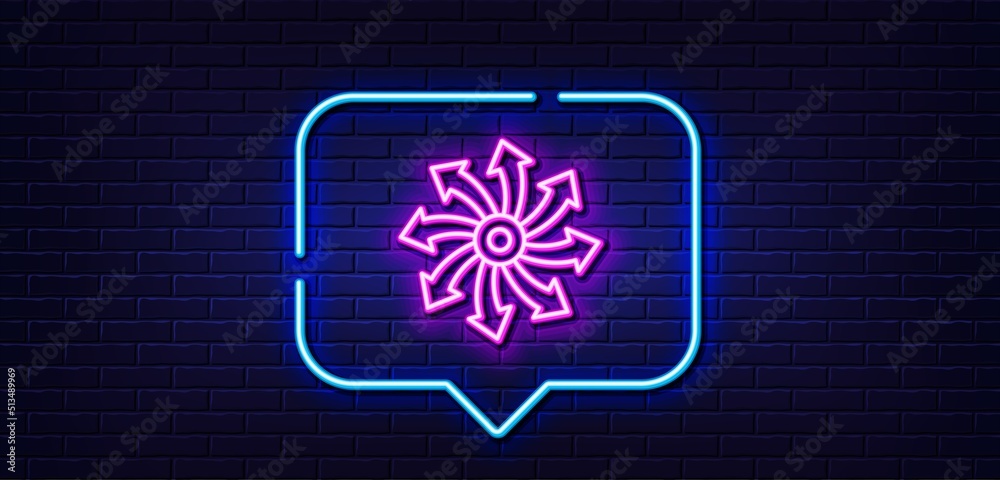 Neon light speech bubble. Versatile line icon. Multifunction sign. Neon light background. Versatile glow line. Brick wall banner. Vector Neon light speech bubble. Versatile line icon. Multifunction sign. Neon light background. Versatile glow line. Brick wall banner. Vector
