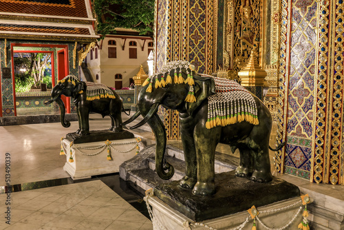 Khet Phra Nakhon, Bangkok,Thailand on December6,2020:Beautiful art and architecture of Wat Ratchabophit Sathitmahasimaram Ratchaworawihan. Bangkok,Thailand on December6,2020:Beautiful art and architec