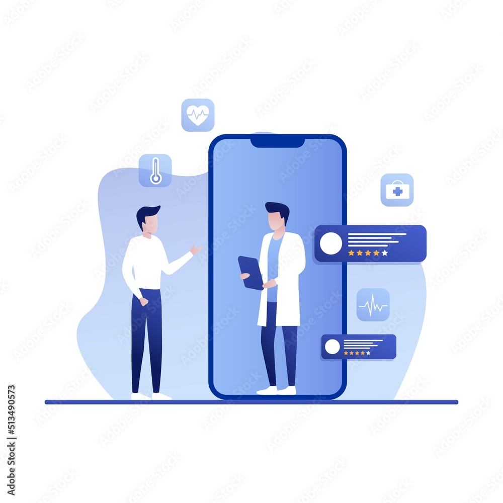 Patient meeting a professional doctor online on a smartphone, online medical consultation concept Patient meeting a professional doctor online on a smartphone, online medical consultation concept