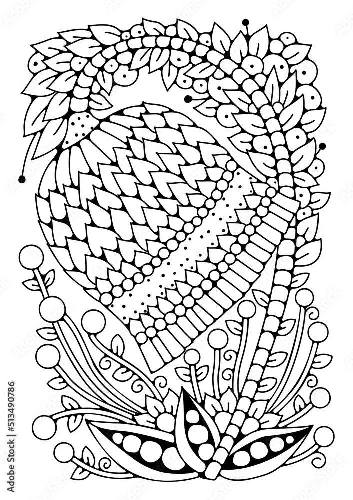 Art therapy. Illustration for coloring. Background with abstract