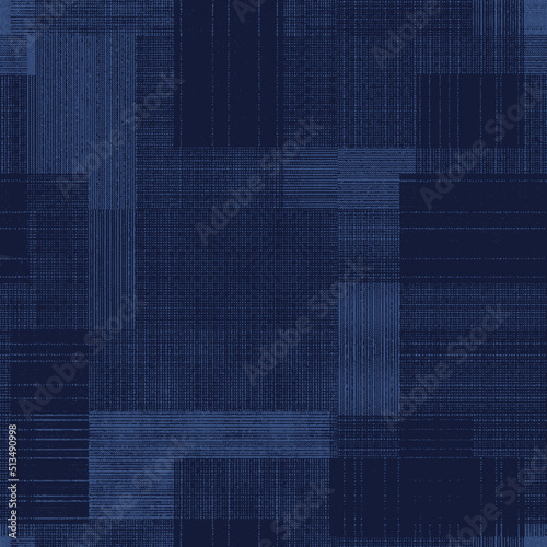Check Seamless Pattern. Stripes and Swirls Batik Jeans Background. Abstract Geometric Corduroy. Floral Diagonal. Watercolor Imitation of Tartan Velvet Textile. Tie Dye Retro Illustration for Denim.