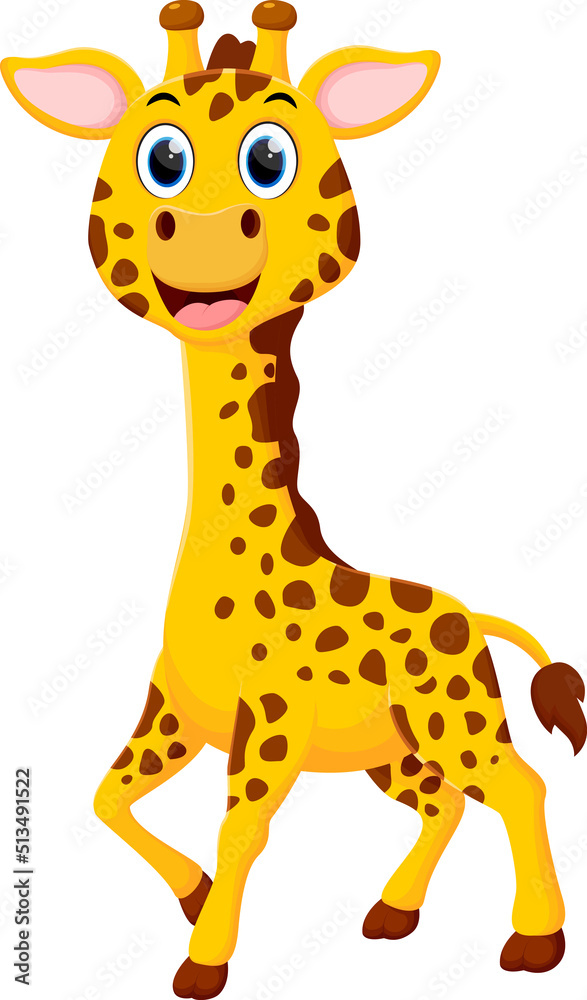 Fototapeta premium Cartoon Cute giraffe isolated on white background