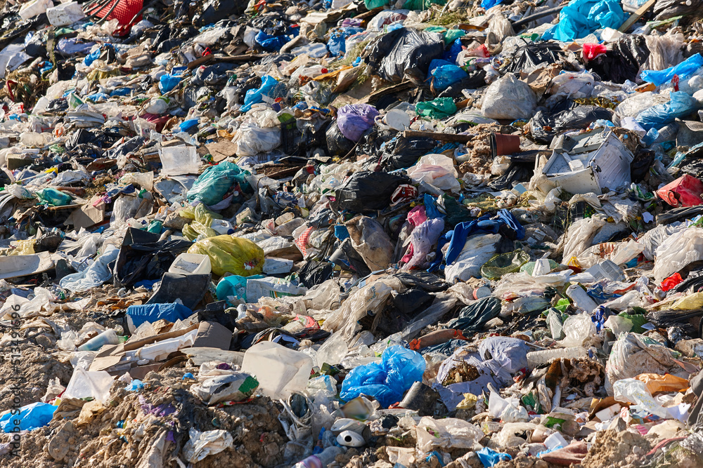 Open air garbage dump. Plastic waste pollution. Global warming. Climate Open air garbage dump. Plastic waste pollution. Global warming. Climate