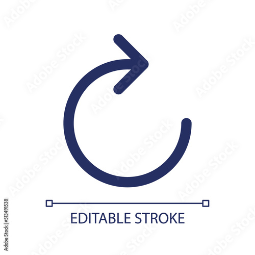 Repeat once RGB color ui icon. Repetition of single item. Media player control. Simple line element. GUI, UX design for mobile app. Vector isolated pictogram. Editable stroke. Arial font used