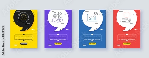 Set of Security confirmed, Best buyers and 5g statistics line icons. Poster offer frame with quote, comma. Include Food icons. For web, application. Vector