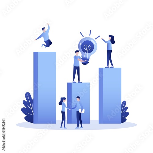 Search Idea, Little Success Advancement, Achievement of Goal. Path Up Stairs. Concept for Web Banner, Infographics, Hero Images. Flat Isometric Illustration Isolated on White Background.