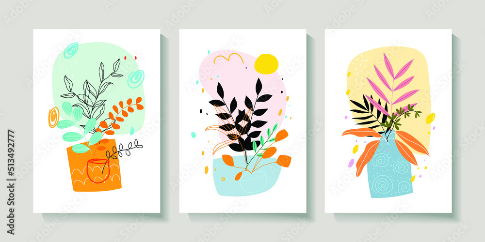 A set of beautiful floral,tropical,flowers,leaves, vector illustration background.