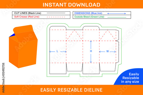 Milk box or juice box Dieline template and 3D box design