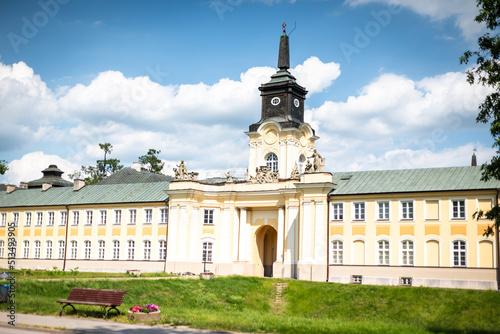 The Potocki Palace in Radzyń Podlaski during the summer holidays against the backdrop of beautiful clouds photo