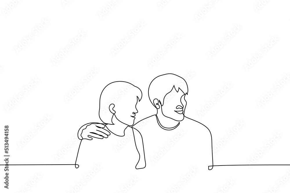 man and woman smiling - one line drawing vector. concept heterosexual ...