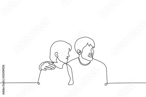 man and woman smiling - one line drawing vector. concept heterosexual couple getting to know someone