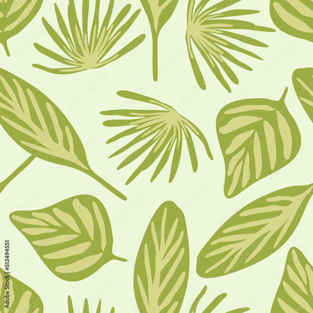Abstract hand drawn palm leaves seamless pattern Abstract hand drawn palm leaves seamless pattern