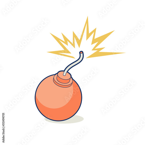 Bomb with burning wick. Vector illustration on a white background. Dynamite icon. 