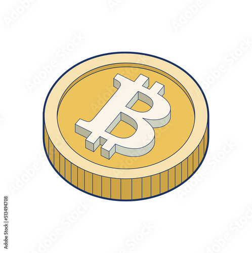 Crypto currency golden coin, bitcoin symbol isolated on  background. Vector illustration. Golden bitcoin coin.