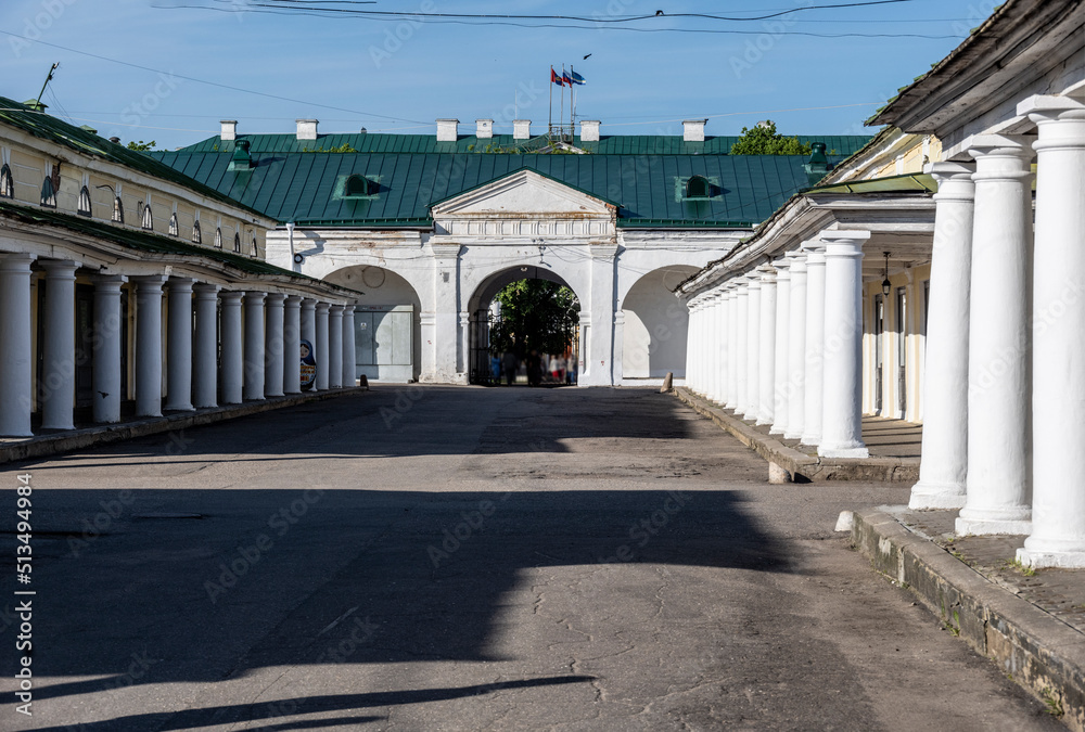 fragments of the urban landscape in the city of Kostroma on a sunny summer day