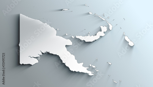 Modern White Map of Papua New Guinea With Shadow photo