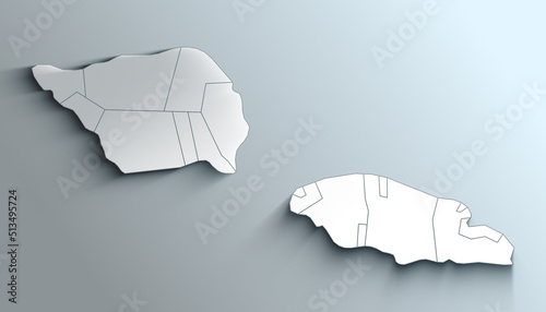 Modern White Map of Samoa Districts With Shadow photo