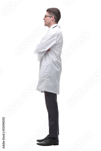 confident doctor therapist looking forward. isolated on white