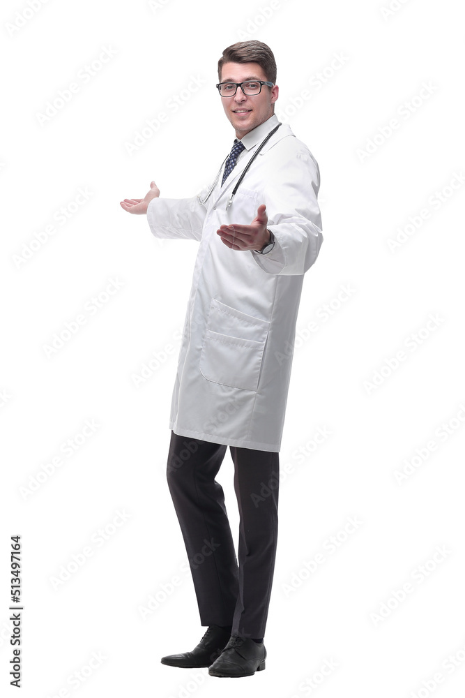 confident friendly doctor therapist. isolated on white confident friendly doctor therapist. isolated on white